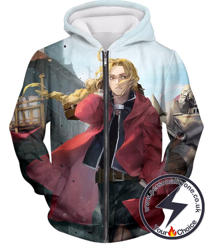 Fullmetal Alchemist Awesome High Definition Art Fullmetal Alchemist Edward Elrich Anime Poster Zip Up Hoodie